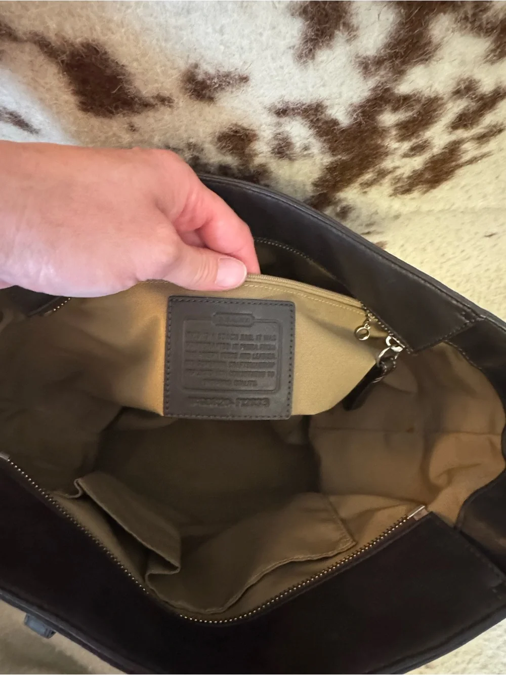 Coach Dark Brown Suede Shoulder Tote